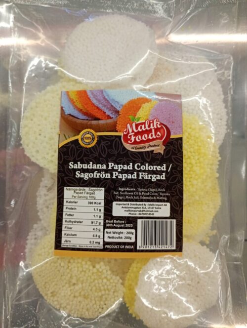 Malik Foods Sabudana Papad Coloured – Crispy & Authentic Tapioca Crackers (200g) - Image 2