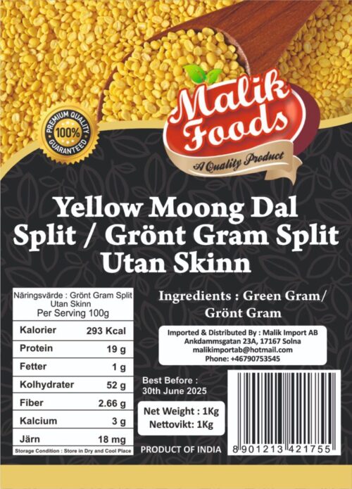 Malik Foods Moong Dal Chilka 1kg – Premium Split Green Gram