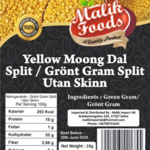 Malik Foods Moong Dal Chilka 1kg – Premium Split Green Gram