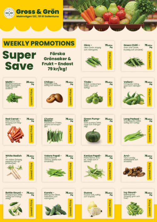 Fresh Indo-Pak Vegetables in Stockholm: Your Weekly Promotions at Gross & Grön