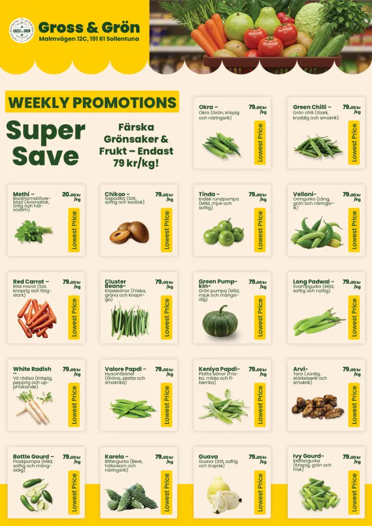 Fresh Indo-Pak Vegetables in Stockholm: Your Weekly Promotions at Gross & Grön